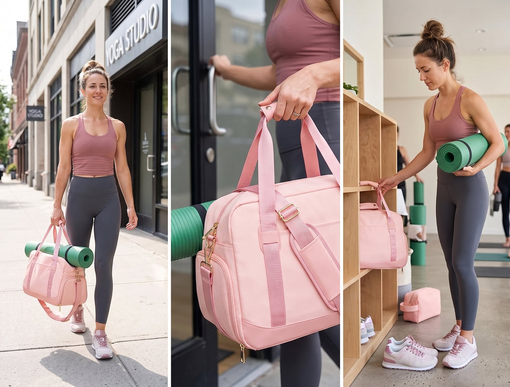 Women’s Gym Duffle Bag – Shoe Compartment, Wet Pocket & Yoga Mat Holder