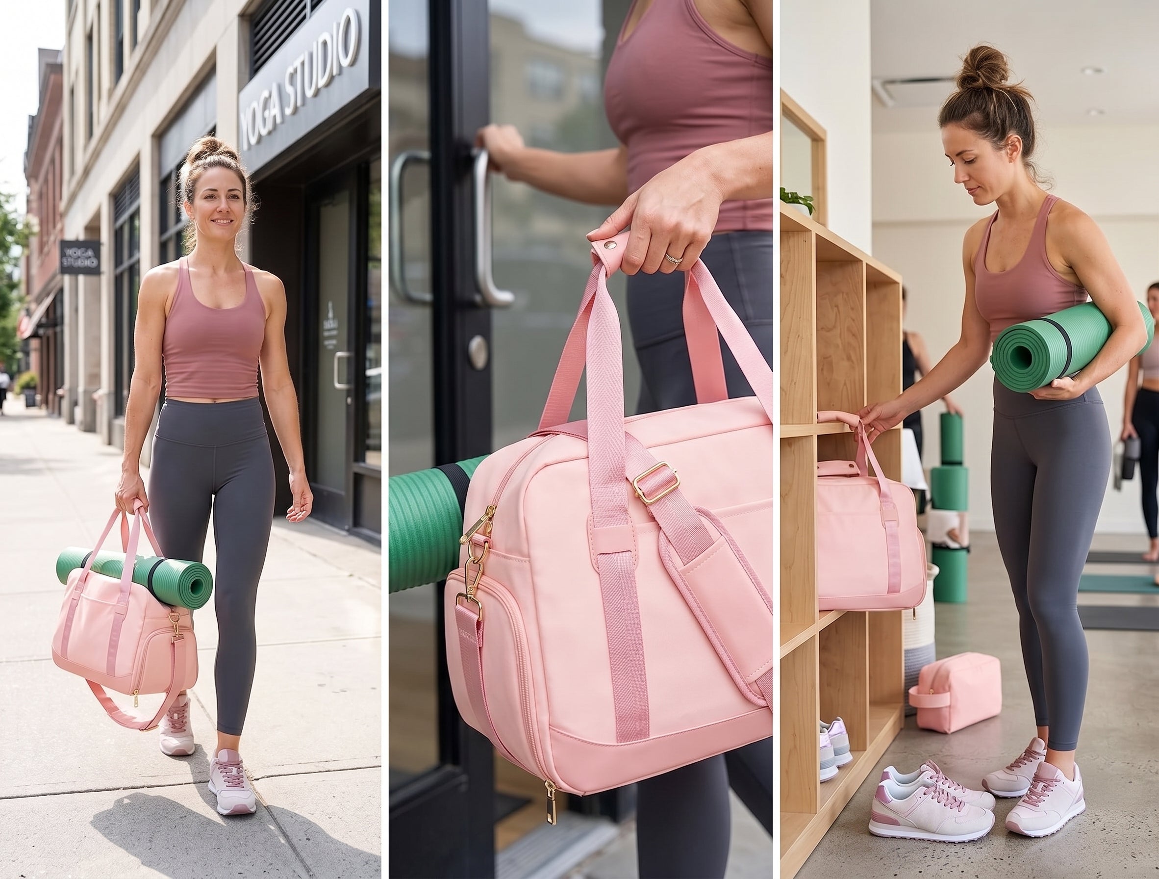 Women’s Gym Duffle Bag – Shoe Compartment, Wet Pocket & Yoga Mat Holder