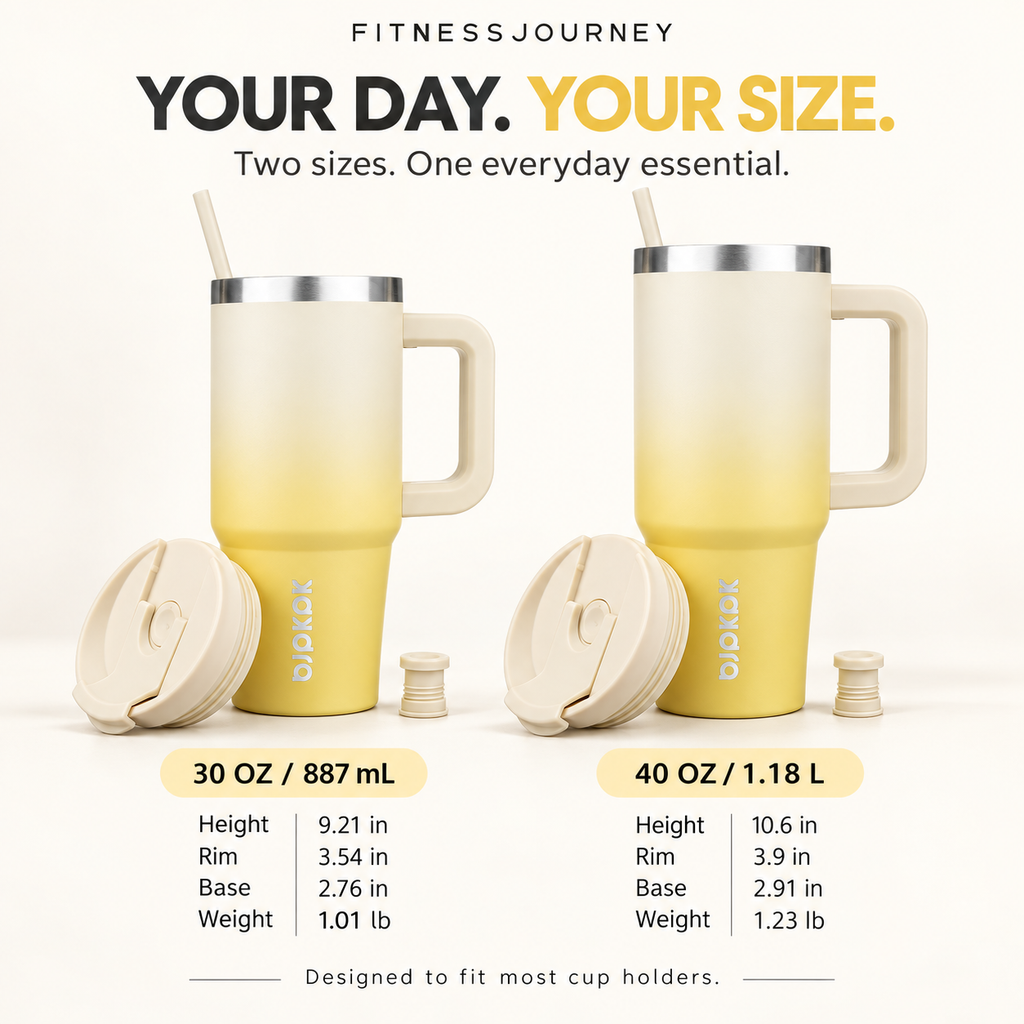 40 Oz Insulated Tumbler with Handle & Straw, Stainless Steel