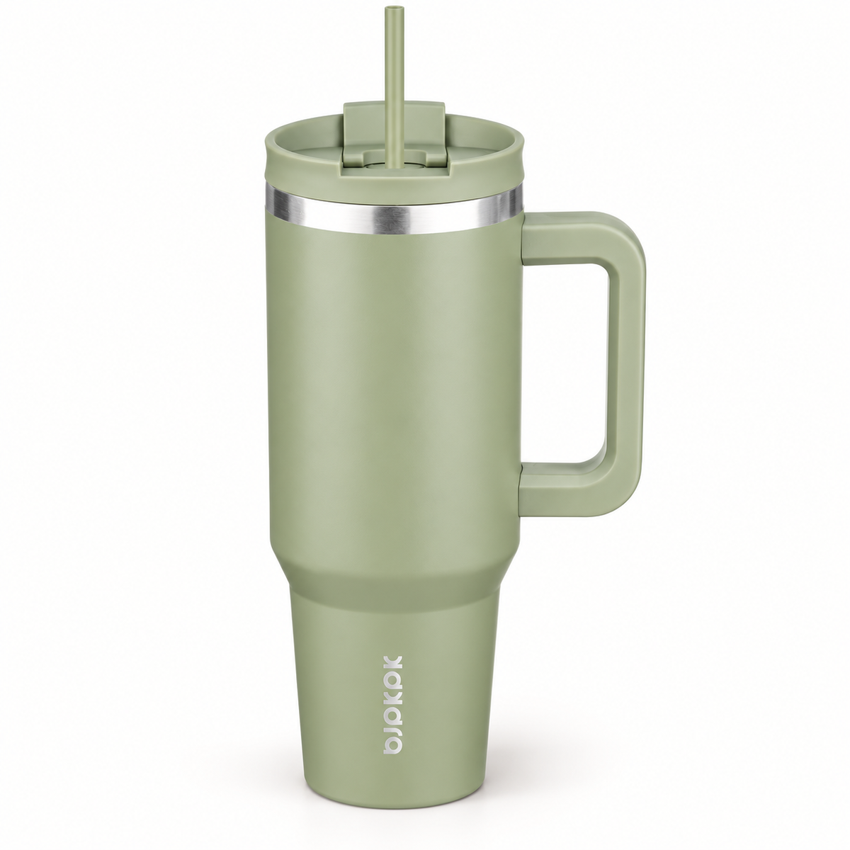 40 Oz Insulated Tumbler with Handle & Straw, Stainless Steel