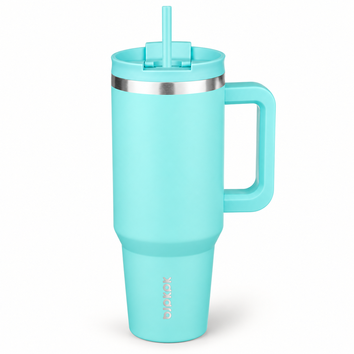 40 Oz Insulated Tumbler with Handle & Straw, Stainless Steel