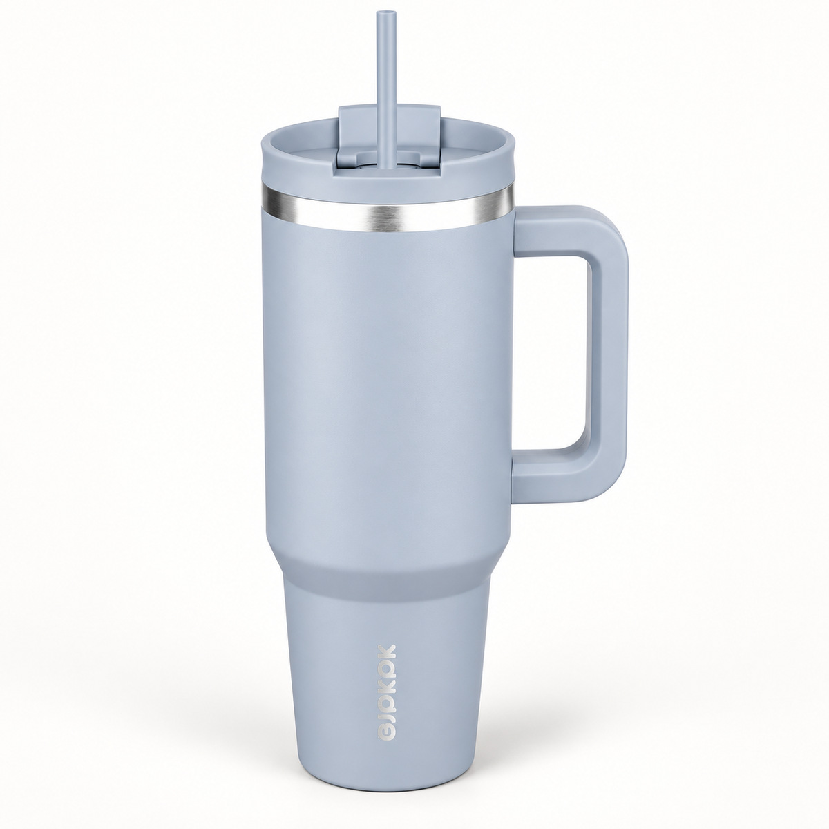 40 Oz Insulated Tumbler with Handle & Straw, Stainless Steel