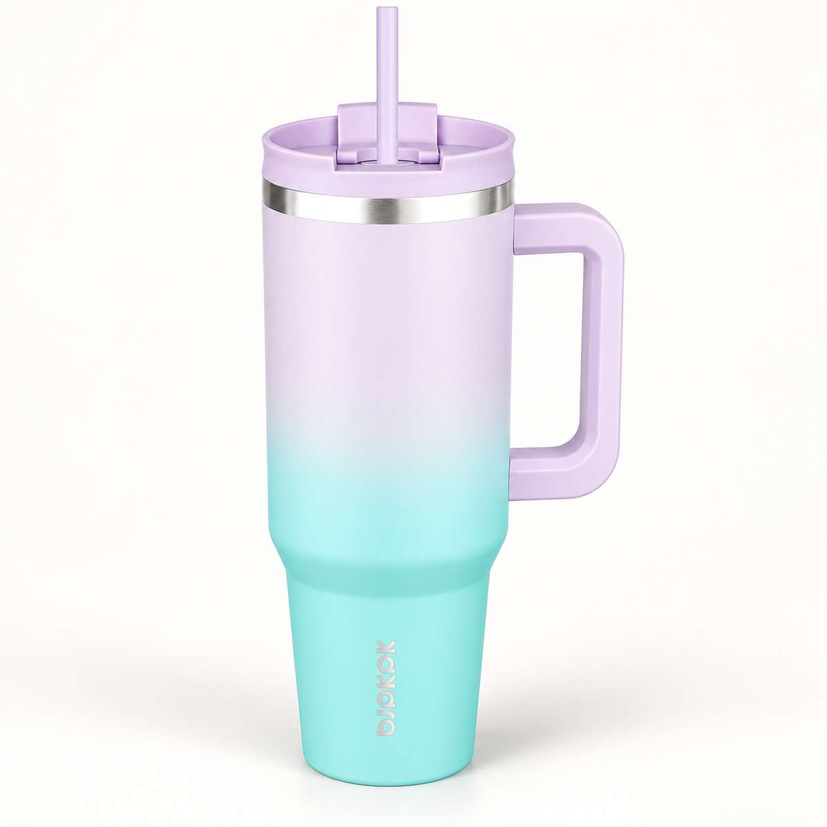 40 Oz Insulated Tumbler with Handle & Straw, Stainless Steel