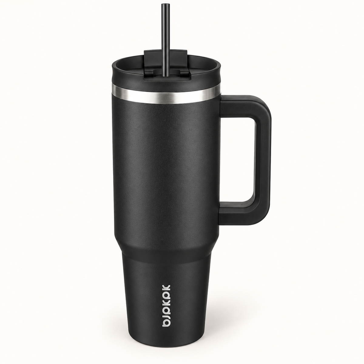 40 Oz Insulated Tumbler with Handle & Straw, Stainless Steel