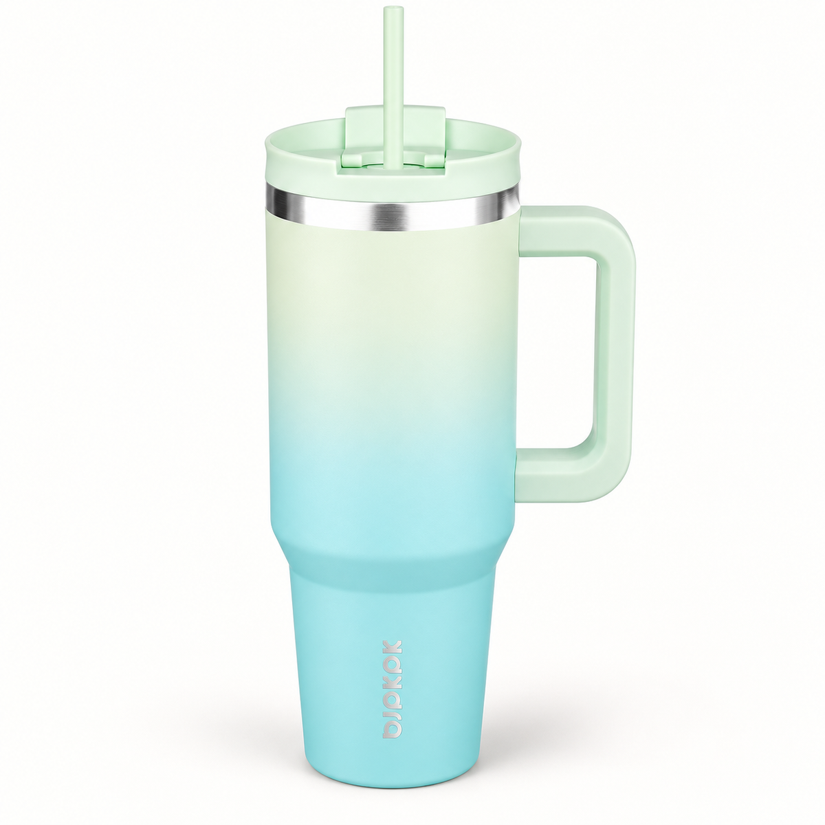 40 Oz Insulated Tumbler with Handle & Straw, Stainless Steel