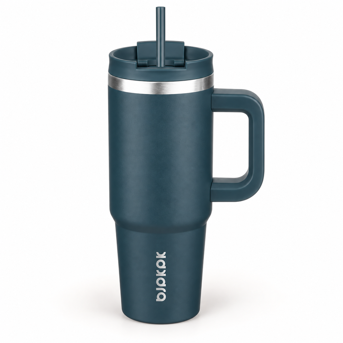 40 Oz Insulated Tumbler with Handle & Straw, Stainless Steel