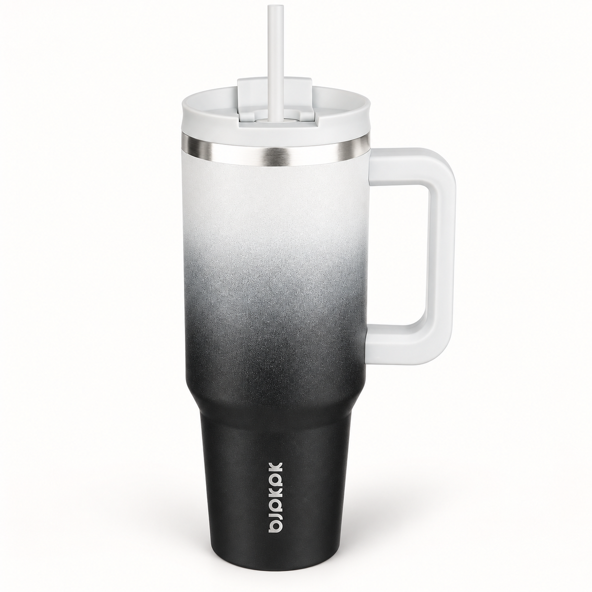 40 Oz Insulated Tumbler with Handle & Straw, Stainless Steel